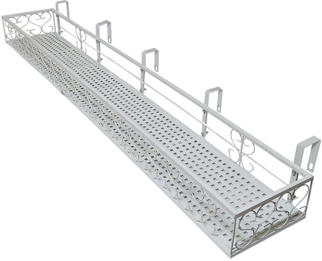 MK 베란다 화분걸이대 고층 난간용 (직각 150 X 20cm) 난간고리5개형, 화이트