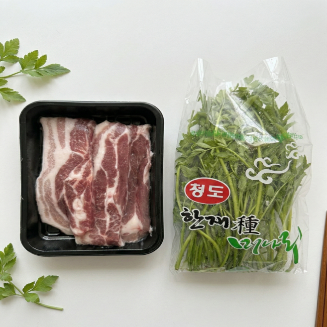 청도 미나리 삼겹살 캠핑 밀키트, 1박스, 1.2kg