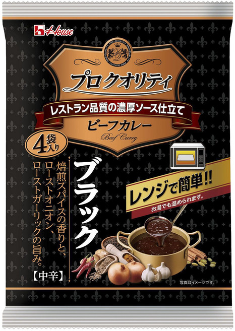 하우스푸즈 프로 퀄리티 비프 카레 블랙 중간 매운맛 4개입, 1개
