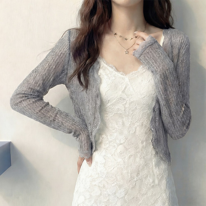 SOSISI 여성 긴팔 가디건 레이스 샬랄라 여름 볼레로 46136
