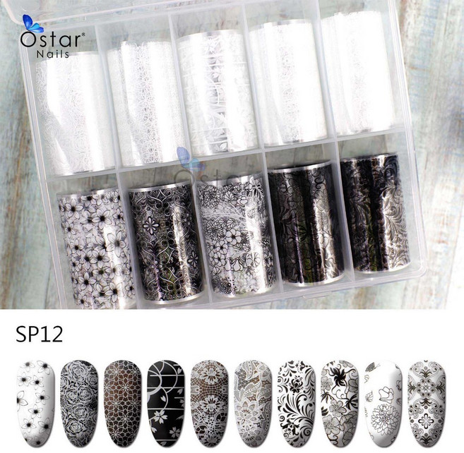 Ostar Nails 心緹 新款星空貼紙10入套組 美甲 星空紙轉印紙 純色金屬 大理石 玻璃紙, 1個, SP12