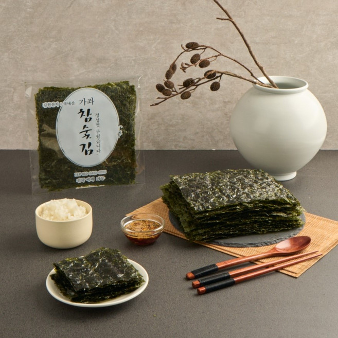 [가좌참숯김] 불맛 생구이김 (4등분) 숯불로 구워 바삭하고 담백한 옛날 시장 생김 8장, 20g, 3개