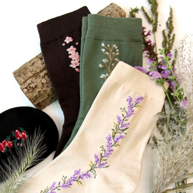 착한새 국내산 면양말 8켤레 세트 무료배송~! 꽃무늬 플라워 양말 중목 여자여성패션 이프 삭스(socks)