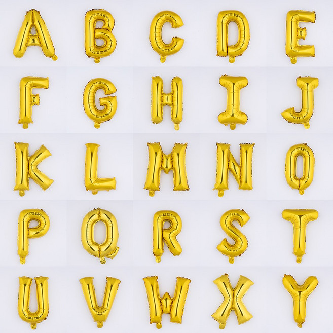 아트포유 대형 알파벳풍선 이니셜 글자 이벤트 축하 은박 생일 파티 풍선 80cm, 1개, 옐로우 골드 A ~ Z 세트