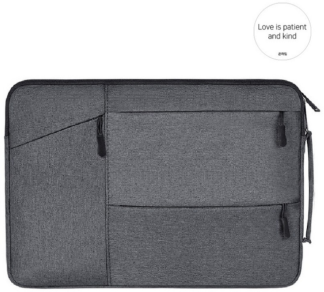 LG그램 맥북 파우치 + 포인트배지 세트 17인치 16인치 15인치 14인치 13인치 파우치 노트북 케이스 손잡이 삼성 맥북프로 맥북에어 엘지그램, 딥그레이(B타입), 1개