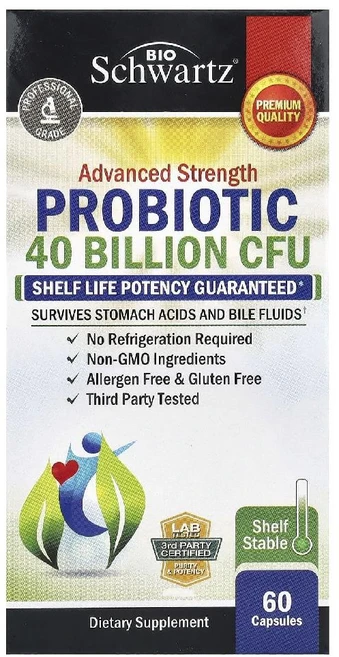 바이오슈워츠 어드밴스드 스트렝스 프로바이오틱 400억 CFU 캡슐 60정, 1개 - 쿠팡