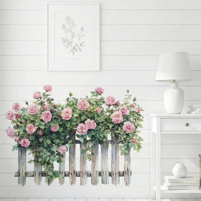 홈앤온 인테리어 그림 포인트 벽지 스티커, 로즈가든