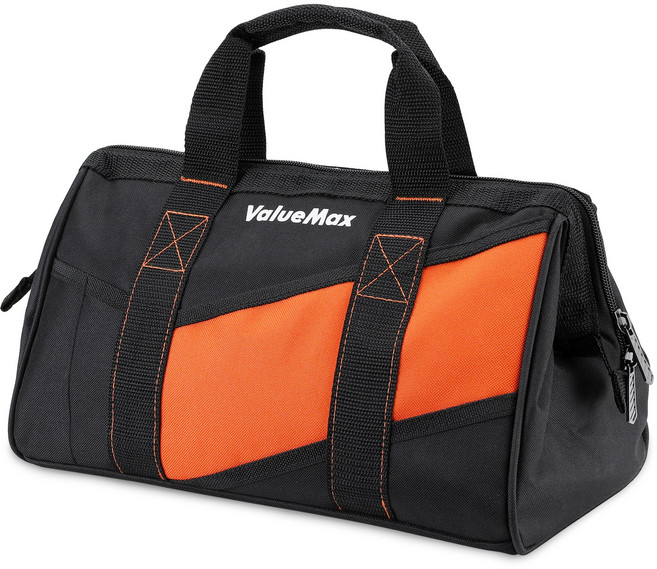 VALUEMAX 13인치 큰 오픈형 공구집 방수 산업용 가정용 공구함 이동식 대형 튼튼한 수공구 가방 고급 휴대용 전동공구 보관함 수납가방 33.5*21*22.5CM, 1개