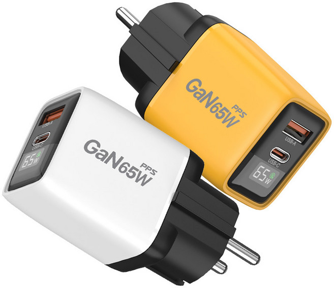 UM2 65W 초고속 PD 충전기 2color / 고속케이블 포함 PD65W-LED 접지형 충전기, 옐로우, 1개