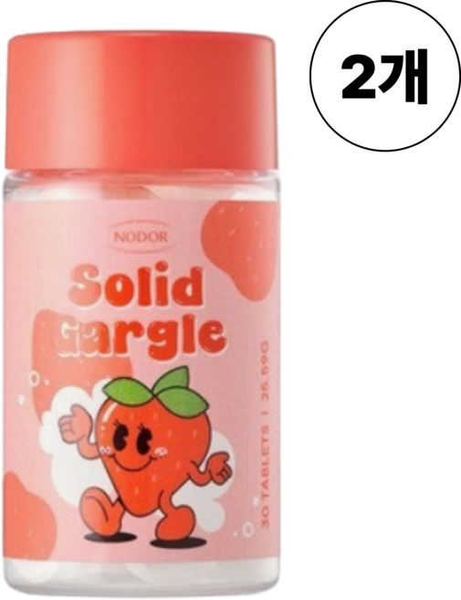 본사공식판매 노도르 고체가글 딸기향 30정 입냄새 제거 구취 관리 구강청결제 휴대용 가글, 2개, 25.6g