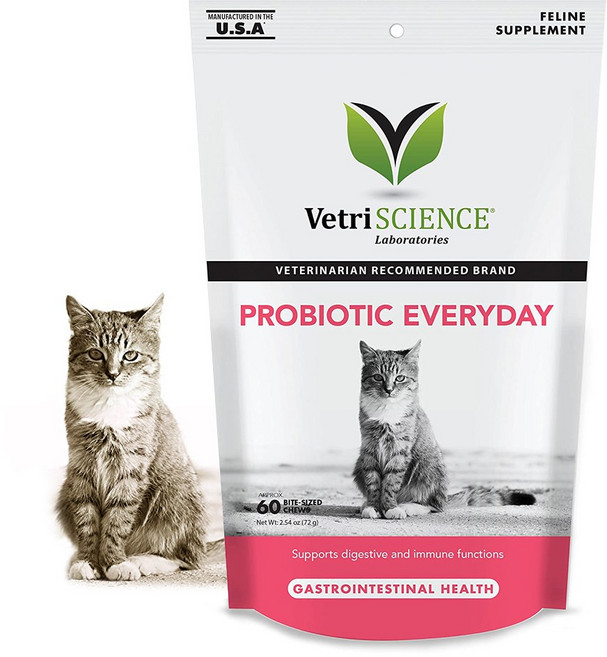 VetriScience Laboratories 고양이용 매일 프로바이오틱 PROBIOTIC 60츄어블, 1개