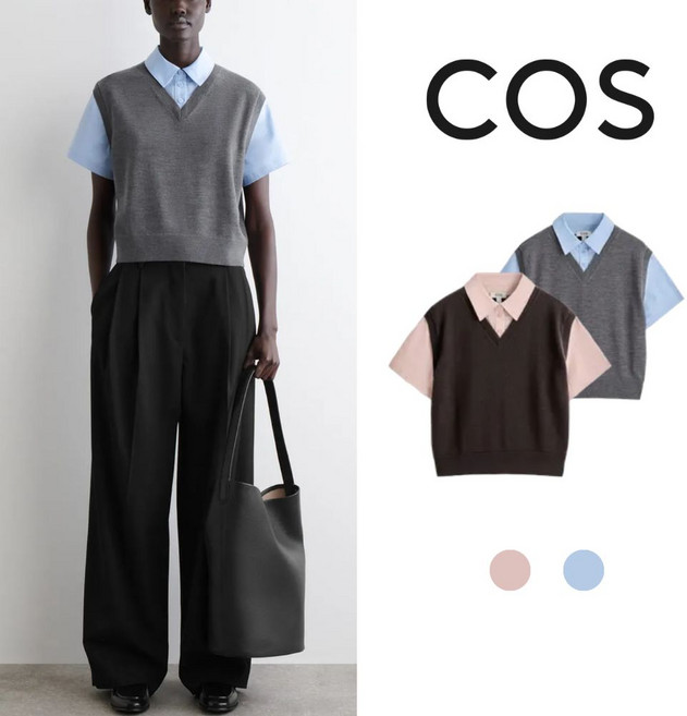 COS 여성 레이어드 메리노 울 셔츠 베스트 1304059001