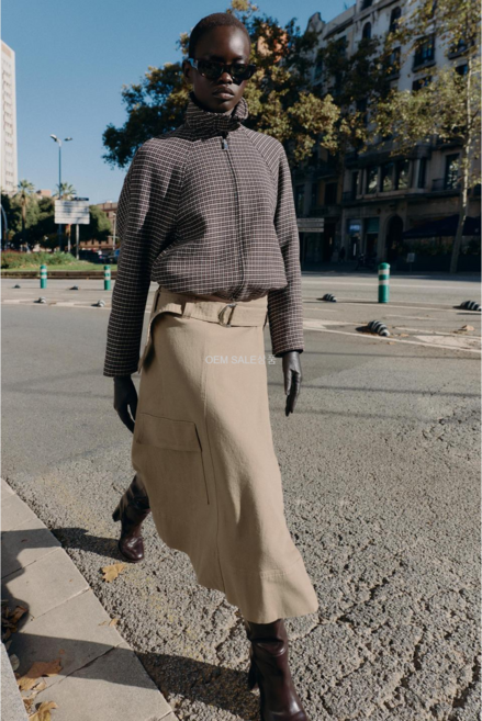 자라 벨트 카고 미디 스커트 9945345