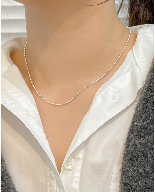 실버925 페를 심플 2mm 볼 체인 남자 여자 목걸이줄