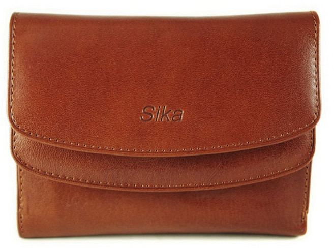 【Sika】義大利時尚真皮雙蓋中夾 原味褐 A8205-01