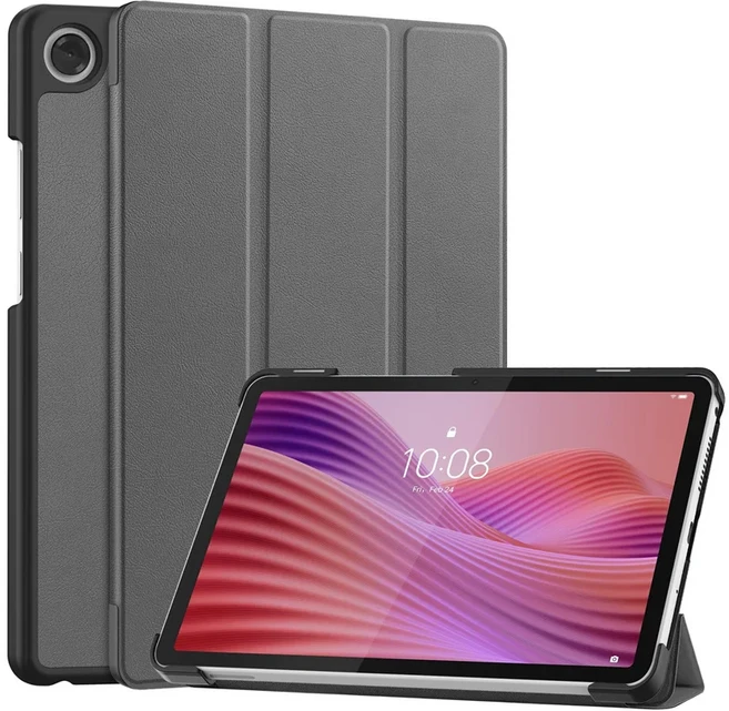 Lenovo Tab One 케이스 용 8.7 인치 삼중 접이식 PU 가죽 스탠드 K9 2025 Cover Funda 스마트 태블릿, 05 Gray