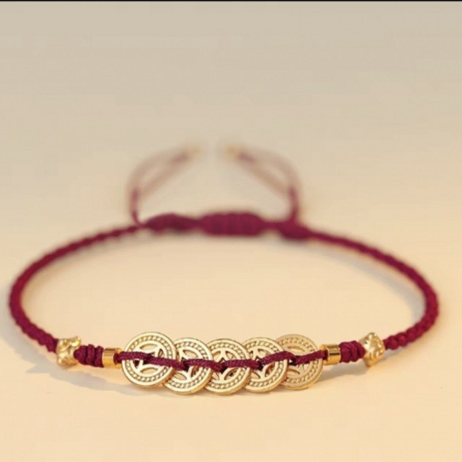 지엠씨 행운의 동전 금전 재물운 상승 남여 공용 매듭팔찌