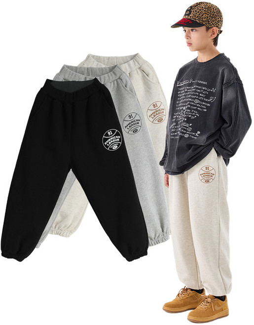 더베이지 가을 주니어 남아 트레이닝 바지 베이스볼 조거 팬츠 J9171