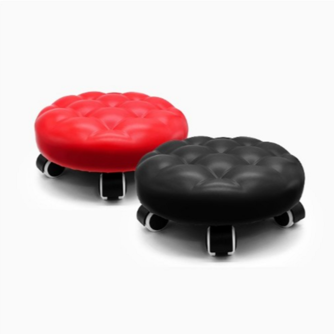 바퀴달린 낮은 바닥의자 청소 작업 이동식 원형의자 엠보, 1개, 엠보의자블랙