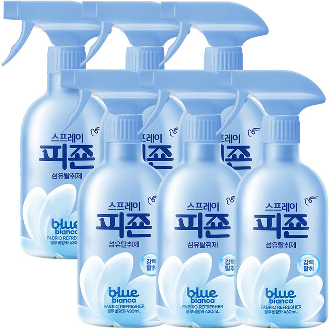 피죤 스프레이 강력 섬유탈취제 블루비앙카, 430ml, 6개