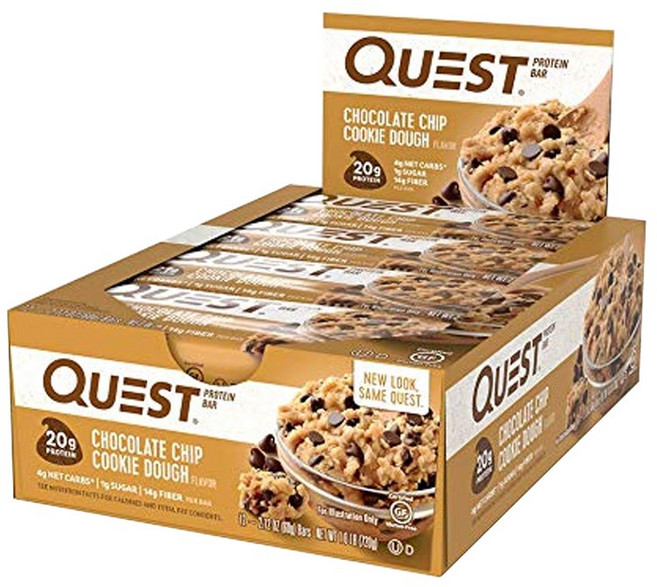 QUEST NUTRITION 高蛋白能量棒 60g, Chocolate Chip Cookie Dough, 12入