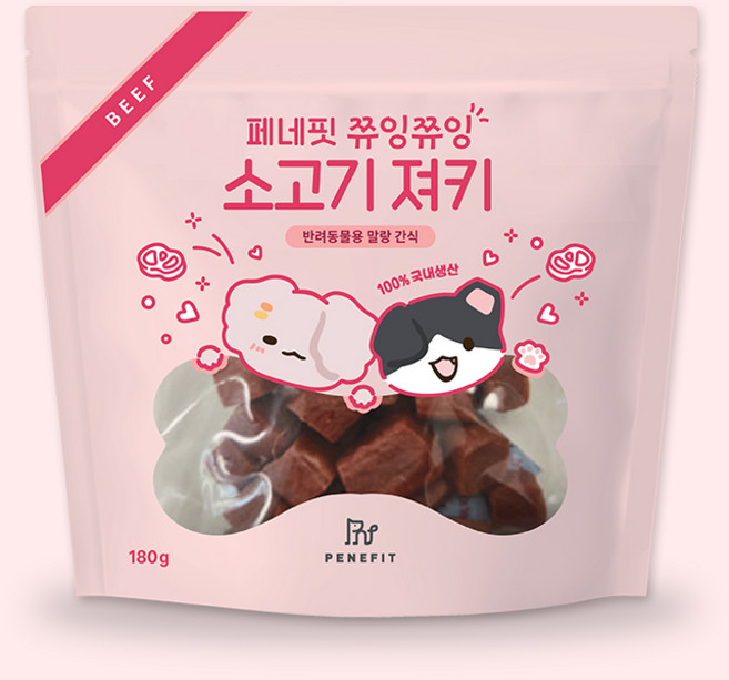 페네핏 강아지 고양이 말랑 져키 간식, 1개, 180g, 소고기 져키