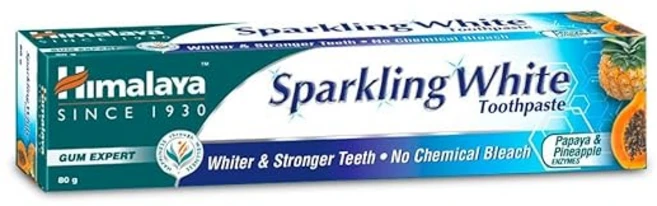 Himalaya Sparkling White Toothpaste | For Whiter & Stronger Teeth | No Chemical Bleach | With Papaya, 2개, 80g - 쿠팡