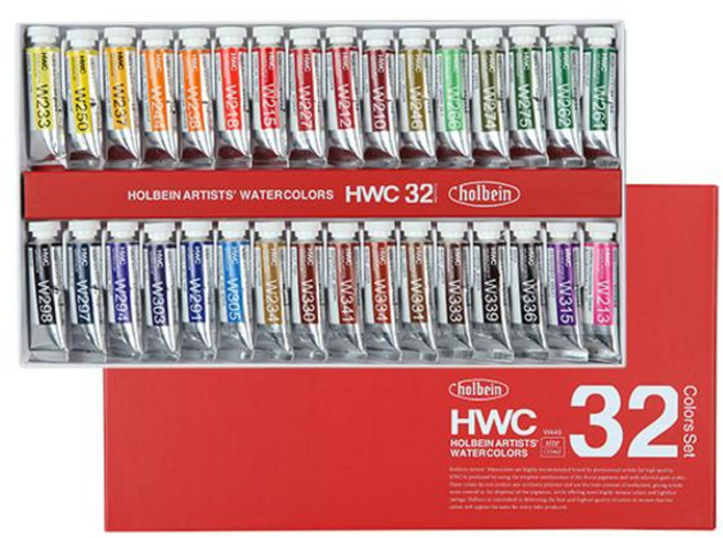홀베인 HWC 수채화물감 15ml 32색 세트, 단품, 단품