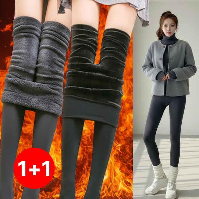 포베즈 1+1 다리 얇아보이는 융털 기모 레깅스 스타킹 무발