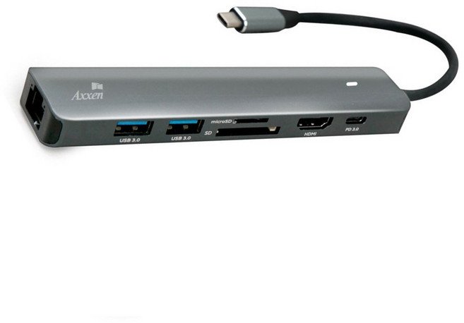 7in1 C타입 멀티 허브 100W PD 고속충전 데이터 전송 SD TF 4K HD HDMI 지원 기가 랜 인터넷 연결 스마트폰 태블릿 패드 노트북 맥북 닌텐도 넷블릭스 TV 보기, Gray, 1개