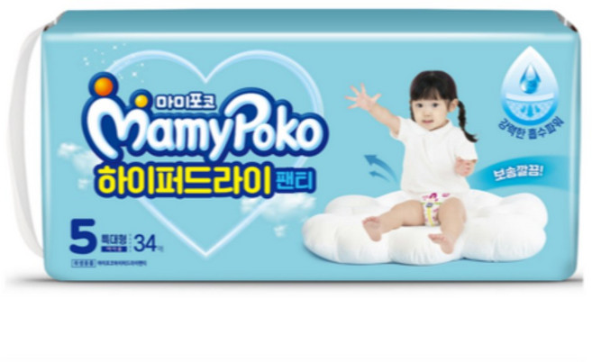 마미포코 하이퍼드라이 팬티형 기저귀 여아용, 5단계, 34매