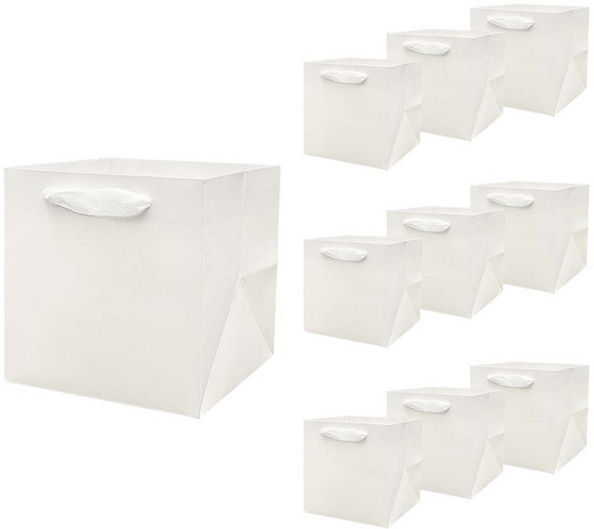 세모쇼핑백 두꺼운 정사각 쇼핑백 10매세트 바닥넓은 종이가방 선물용 종이쇼핑백 답례품 종이백 도시락 가방 미니 대형, @화이트10매입@
