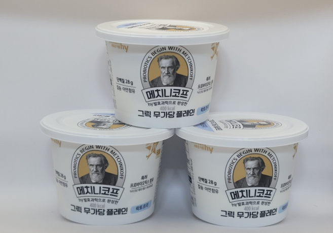 hy 메치니코프 그릭 무가당 플레인(락토프리), 3개, 400g