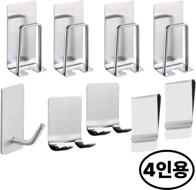 어반픽스 녹슬지않는 304 스텐 무타공 3M 칫솔걸이, 실버, 9개입