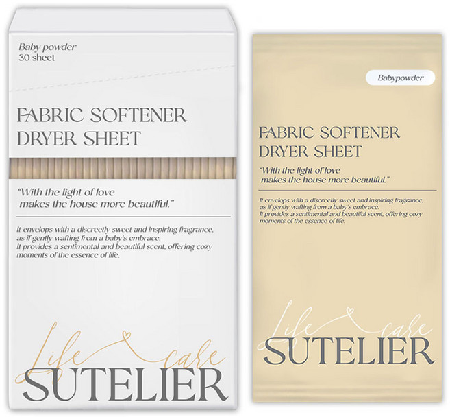 수뜰리에 에센스 건조기시트 베이비파우더향 본품, 1개, 30개입