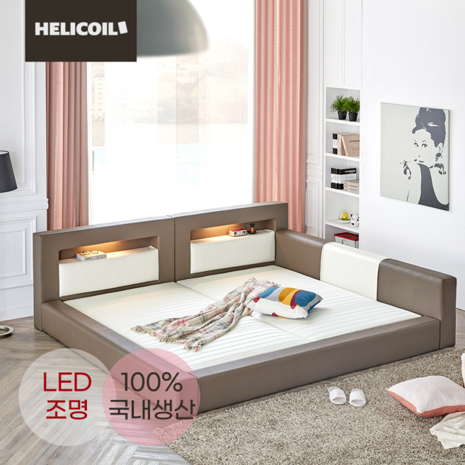 엘도라도 LED 패밀리침대 기본형 [매트리스+깔판포함], 카푸치노+아이보리