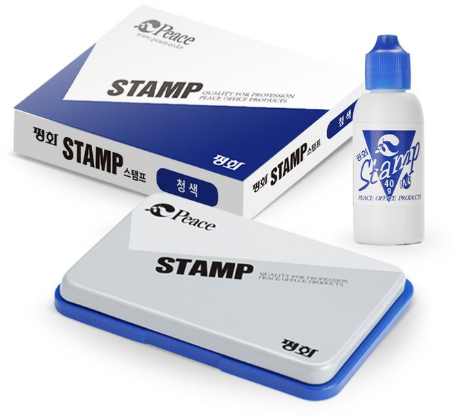 피스코리아 스탬프패드 + 잉크 세트, 청색, 1세트