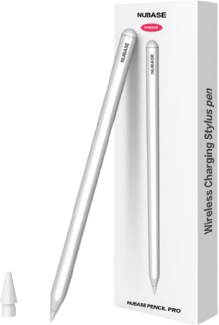 NUBASE 아이패드 호환 터치펜 유선 무선충전 스타일러스 애플 펜슬 2세대 3세대 프로, 1개, 화이트