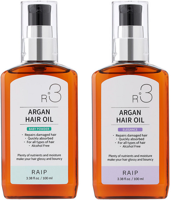라입 R3 아르간오일 헤어에센스 베이비파우더+엘레강스, 100ml, 2개