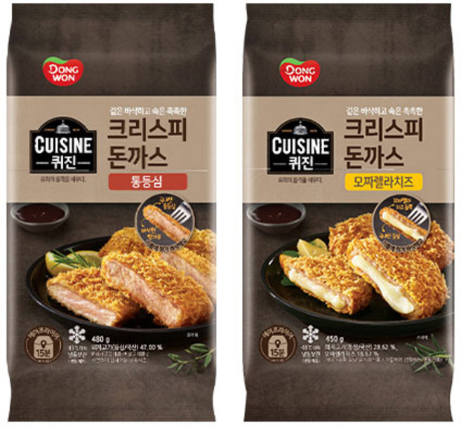 동원 퀴진 크리스피 돈까스 통등심 480g + 모짜렐라 치즈 450g, 1개, 상세 설명 참조