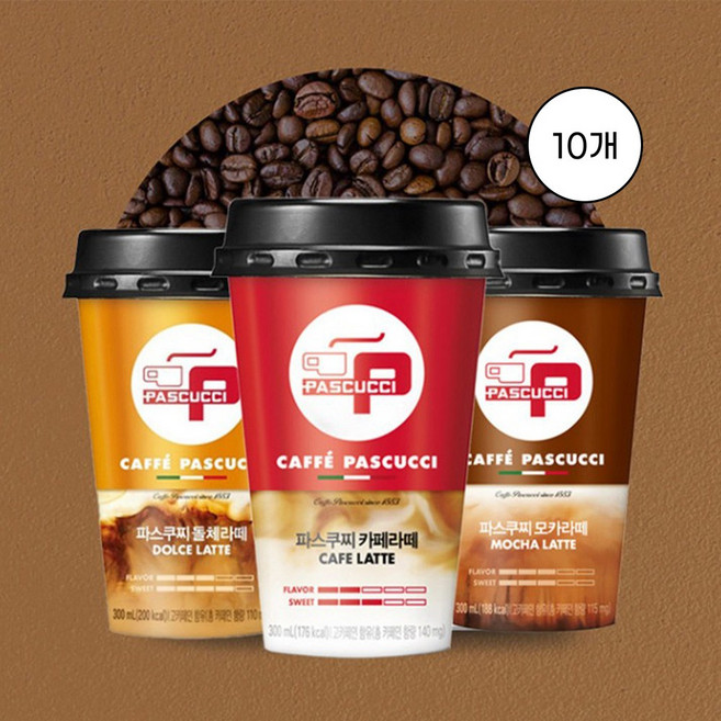 [삼립] 파스쿠찌 컵커피 모카라떼, 300ml, 10개