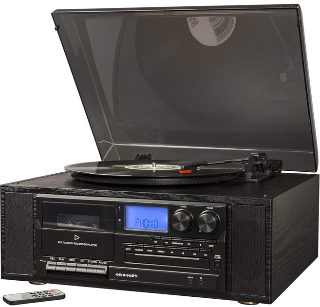 크로슬리 CR7010A-BK 턴테이블 블루투스 라디오 CD플레이어 카세트 복고풍 레트로 추억 인테리어 카페