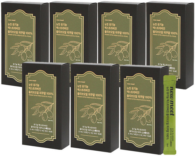 [공식판매처]뉴밋 유기농 엑스트라버진 올리브오일 스틱 100% 스페인 피쿠알 올리브유, 112ml, 7박스