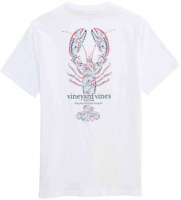Vineyard Vines 남성용 Tile Lobster 반소매 포켓 티 화이트 캡 XL