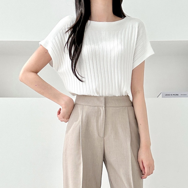 사입자몰 베렌가오리니트 루즈핏 무지 티셔츠 반팔 입술넥 보트넥 기본 면티 라운드 브이넥 블라우스 여름 여성 미시