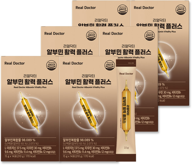 [TV홈쇼핑정품] 리얼닥터 알부민 활력 플러스 난백 액상 아르기닌 타우린 비타민B 에너지, 6개, 14회분