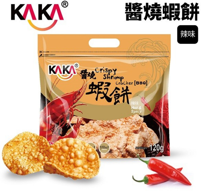 KAKA 醬燒蝦餅 辣味 120g, 1個