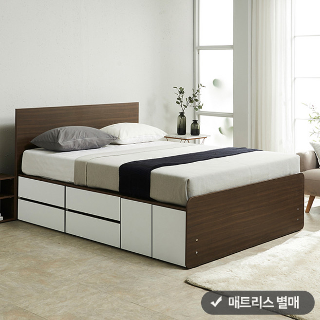 퍼즐 멀티 높은 2단서랍침대 Q (도어좌측형1+서랍2) (매트 미포함), 그레이화이트