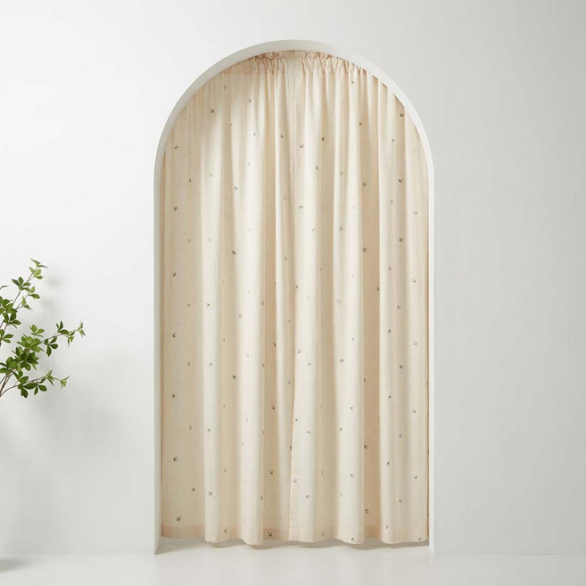 광목 자수 현관 작은창 가리개 커튼