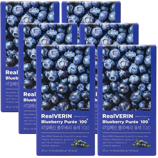 리얼베린 블루베리 퓨레 100 20gX14포X6박스, 6박스, 280g